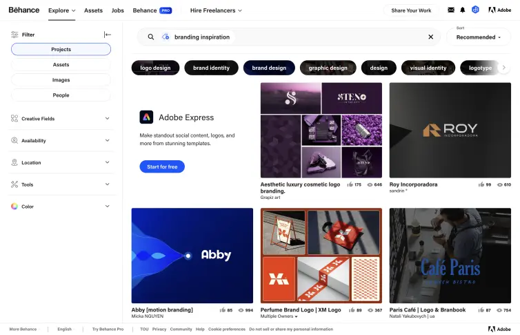Screenshot of behance.net.