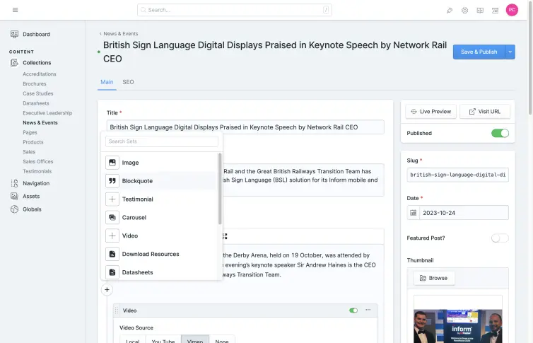 Screenshot of the CMS.