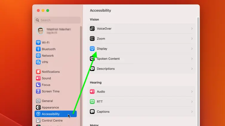 macOS Ventura screenshot of accessibility settings screen.